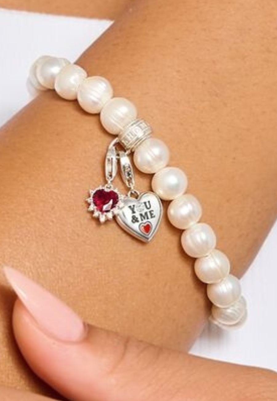 Colgante Charm de Corazón de Plata con Piedra Roja