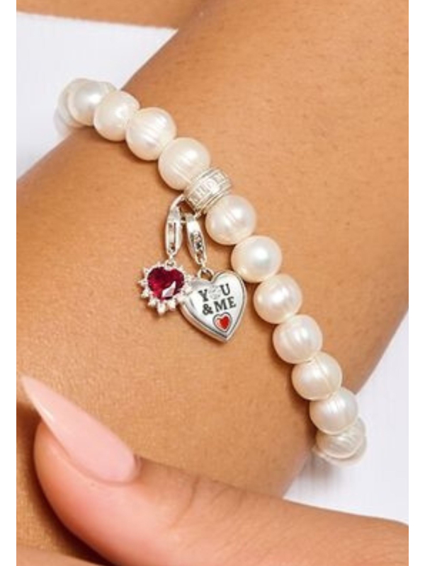 Colgante Charm de Corazón de Plata con Piedra Roja