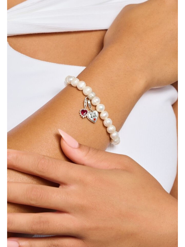 Colgante Charm de Corazón de Plata con Piedra Roja