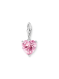 Colgante Charm de Corazón de Plata con Piedra Rosa