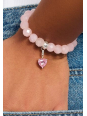 Colgante Charm de Corazón de Plata con Piedra Rosa