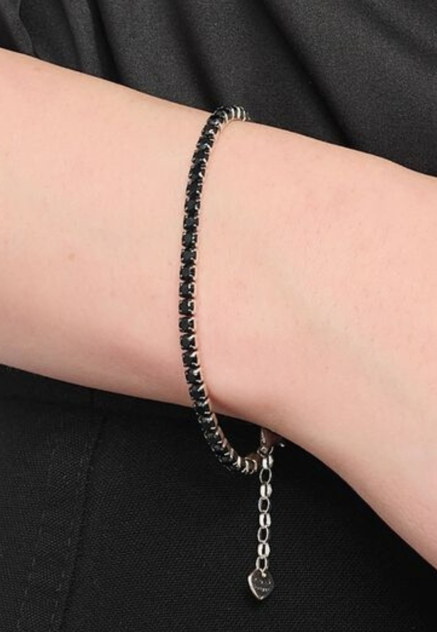 Bracelet Tennis en Argent avec Zircone Noire