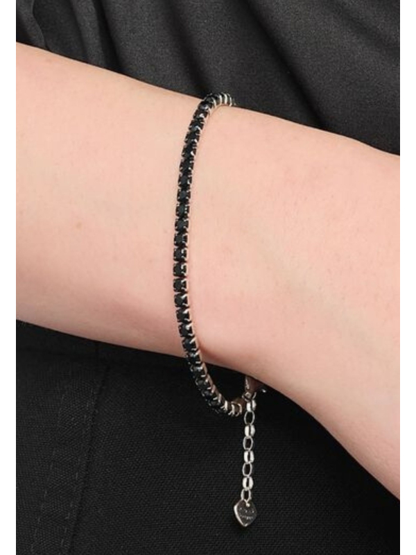 Pulsera de Tenis de Plata con Zirconia Negra