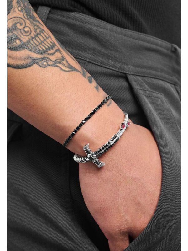 Pulsera de Tenis de Plata con Zirconia Negra