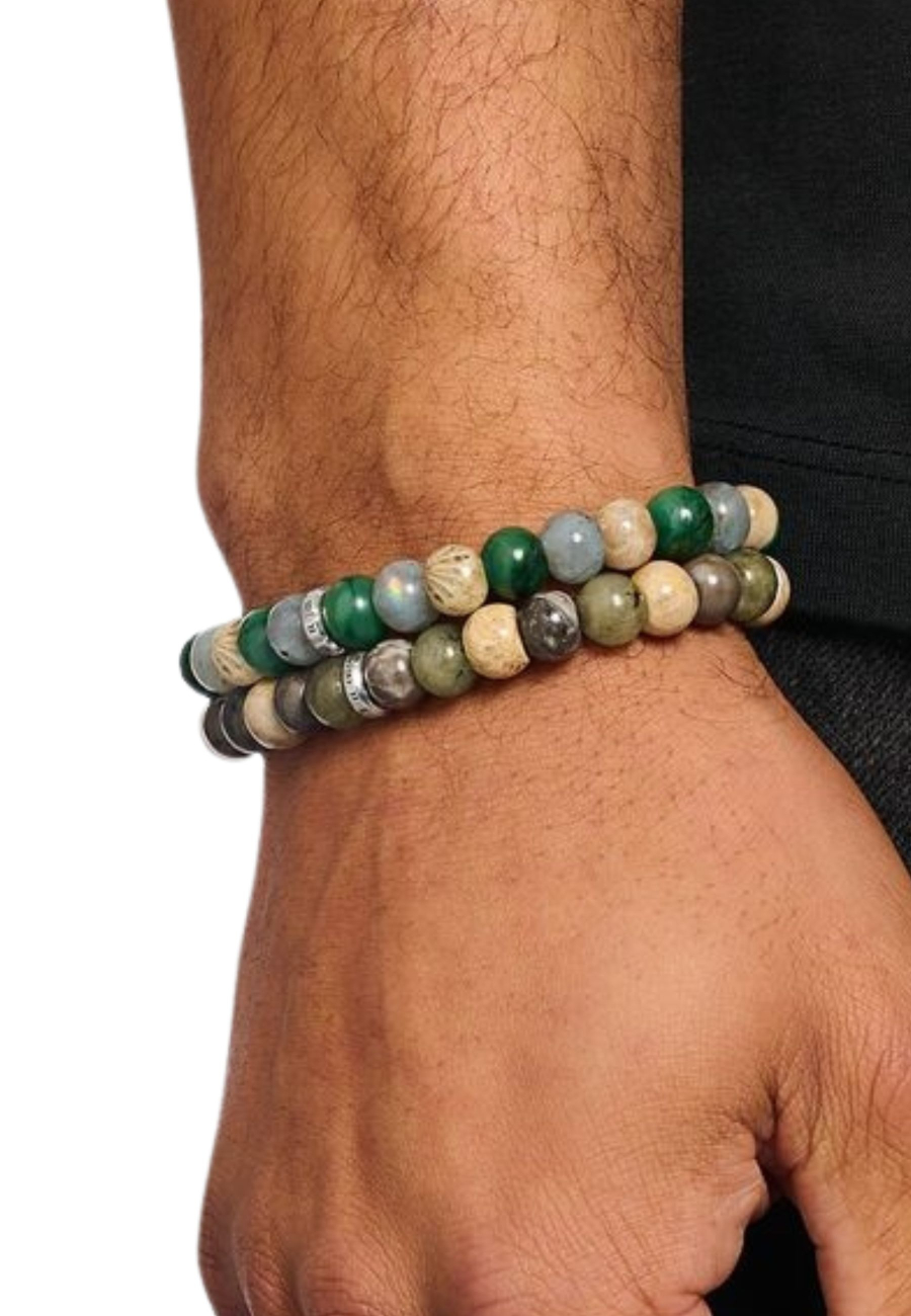 Bracelet with Labradorite and Crocodile Jasper Beads (9 mm)