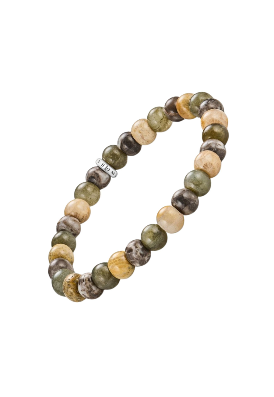 Bracelet avec Perles de Labradorite et Jaspe Crocodile (9 mm)