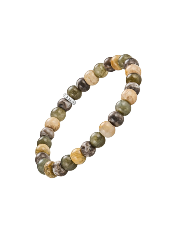 Bracelet with Labradorite and Crocodile Jasper Beads (9 mm)