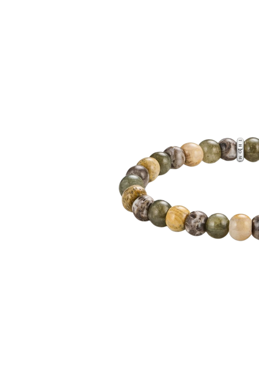 Bracelet avec Perles de Labradorite et Jaspe Crocodile (9 mm)