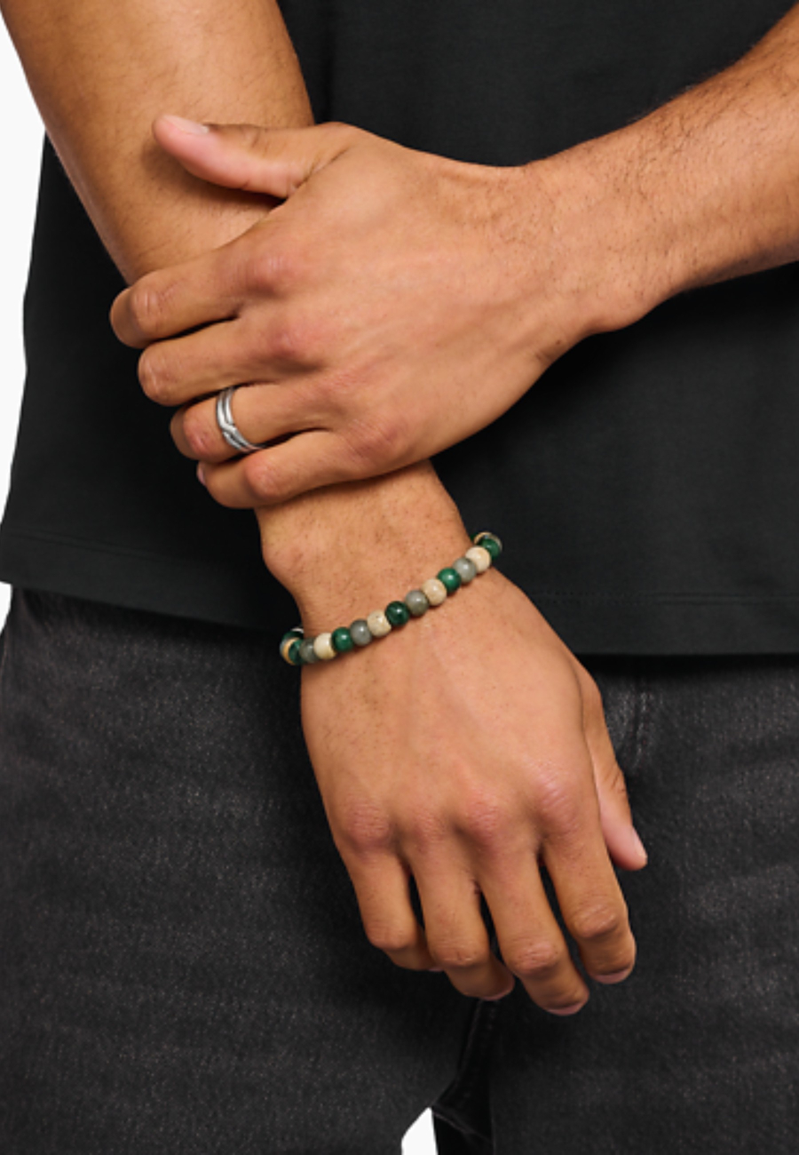 Bracelet with Jasper, Jade, and Labradorite Beads (9 mm)