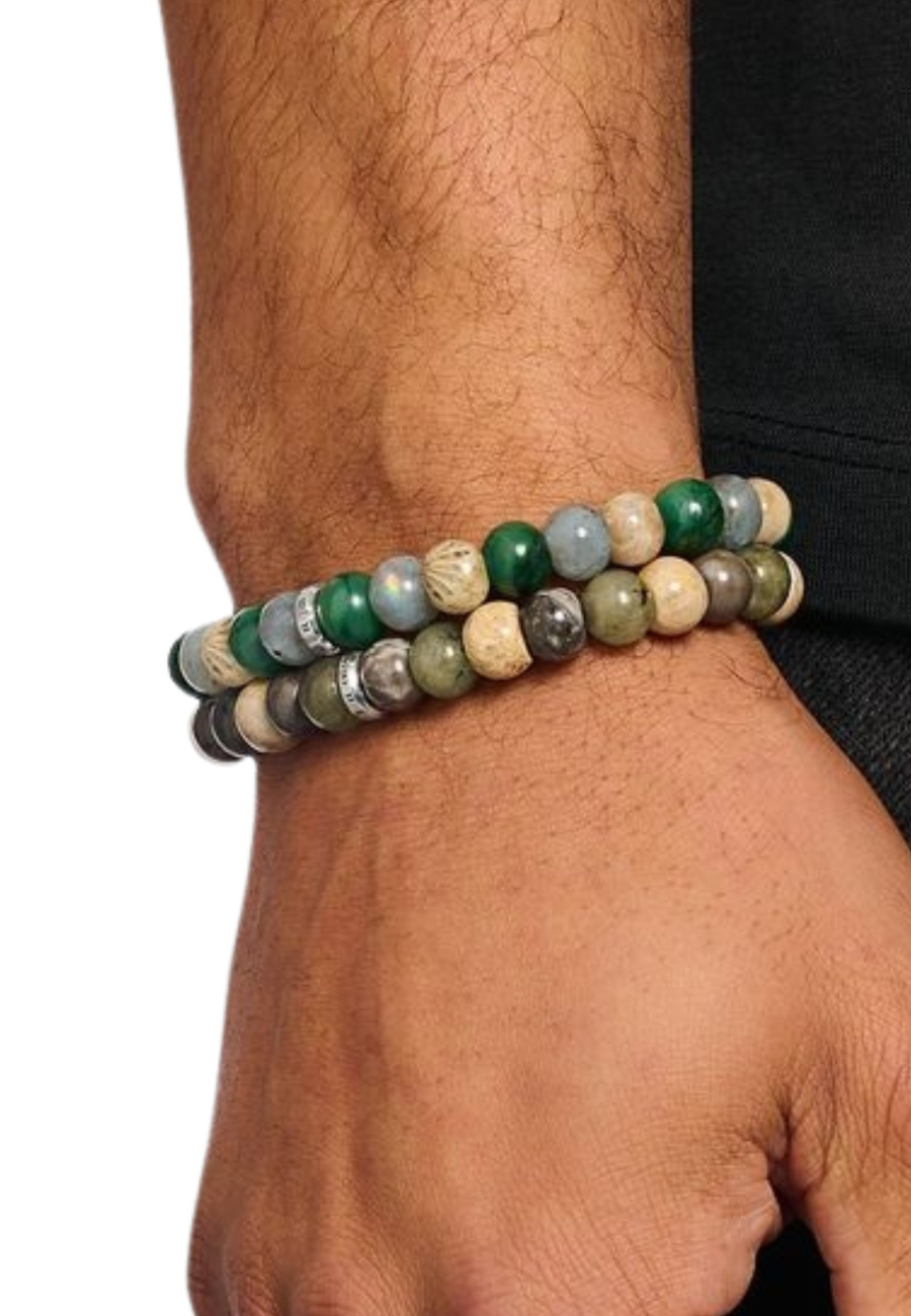 Bracelet with Jasper, Jade, and Labradorite Beads (9 mm)