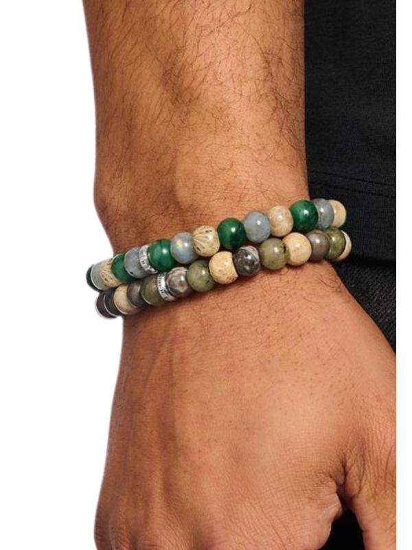 Pulsera con Cuentas de Jaspe, Jade y Labradorita (9 mm)