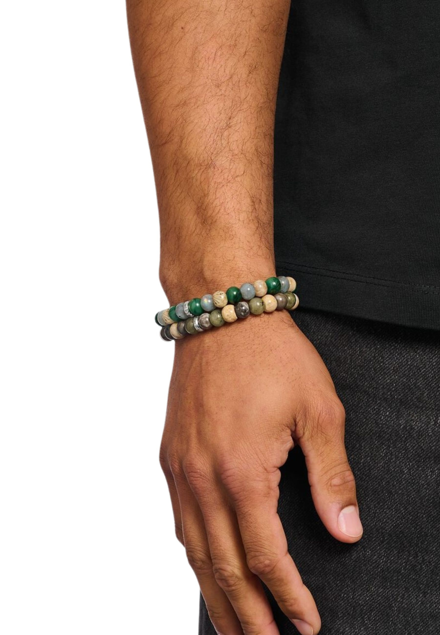 Bracelet avec Perles de Jaspe, Jade et Labradorite (9 mm)