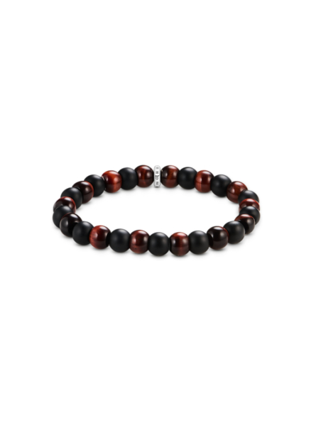 Bracelet with Obsidian and Red Tiger's Eye Beads (9 mm)