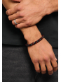 Bracelet avec Perles d'Obsidienne et d'Œil de Tigre Rouge (9 mm)