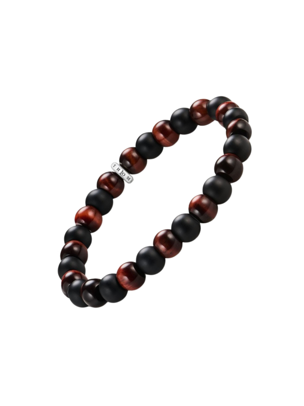Armband mit Obsidian- und Rot-Tigerauge-Perlen (9 mm)