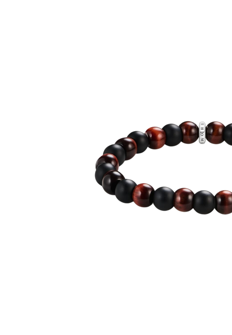 Armband mit Obsidian- und Rot-Tigerauge-Perlen (9 mm)