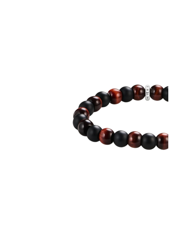 Armband mit Obsidian- und Rot-Tigerauge-Perlen (9 mm)