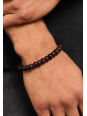 Pulsera con Cuentas de Obsidiana y Ojo de Tigre Rojo (9 mm)