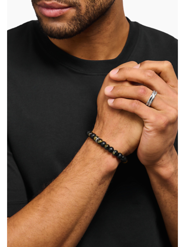 Bracelet with Obsidian and Tiger's Eye beads (9 mm)