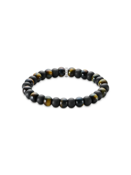 Pulsera con cuentas de Obsidiana y Ojo de Tigre (9 mm)