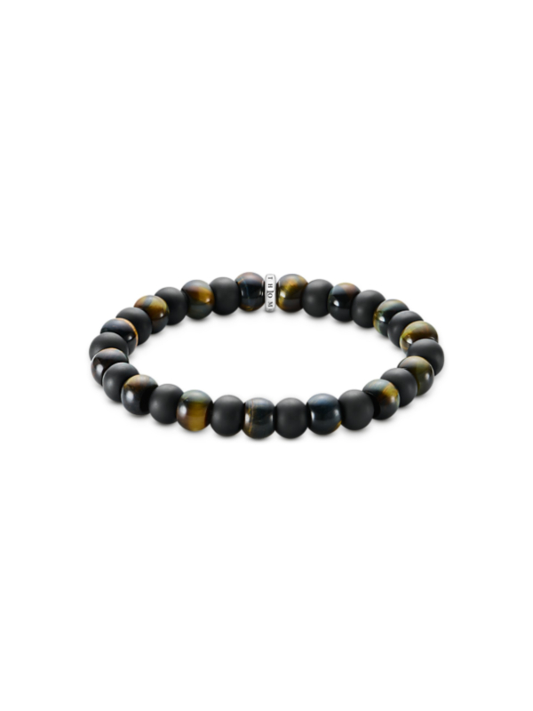 Bracelet with Obsidian and Tiger's Eye beads (9 mm)