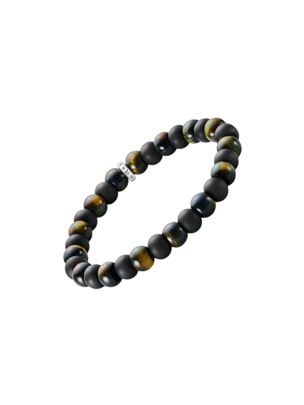 Armband mit Obsidian- und Tigerauge-Perlen (9 mm)