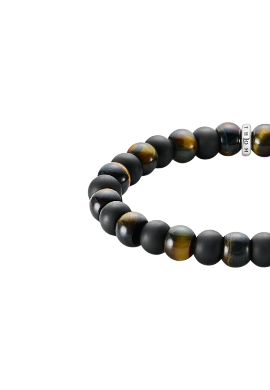 Armband mit Obsidian- und Tigerauge-Perlen (9 mm)