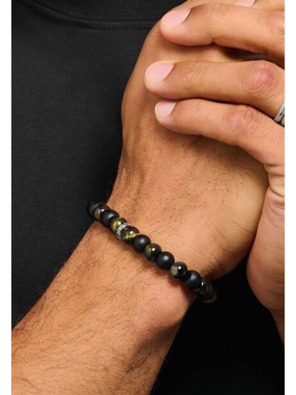 Armband mit Obsidian- und Tigerauge-Perlen (9 mm)