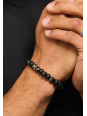 Bracelet avec perles d'Obsidienne et d'Œil de Tigre (9 mm)
