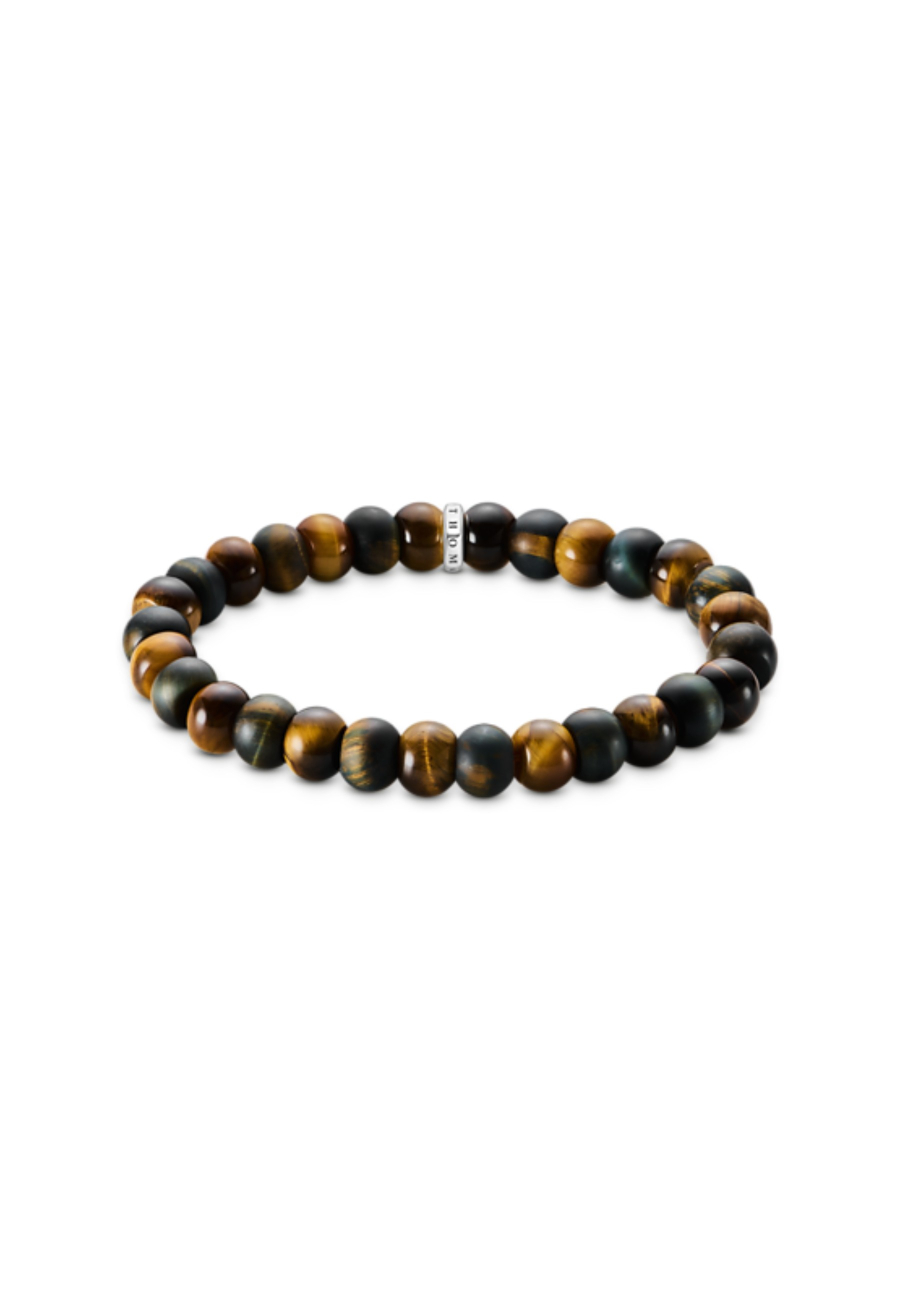 Bracelet with gold-brown and blue-gold Tiger's Eye beads (9 mm)