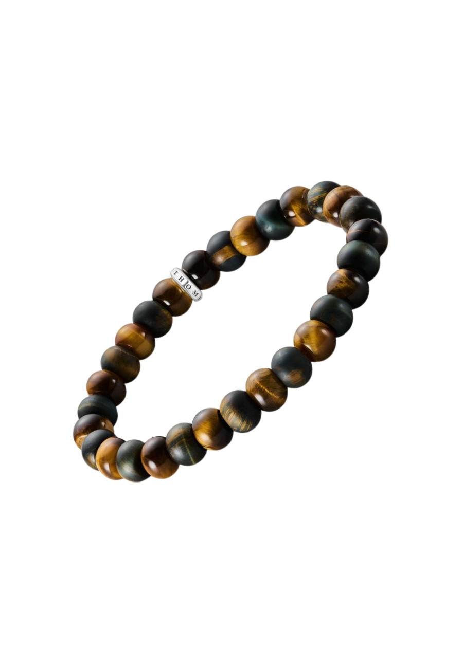 Pulsera con cuentas de Ojo de Tigre marrón-dorado y azul-dorado (9 mm)