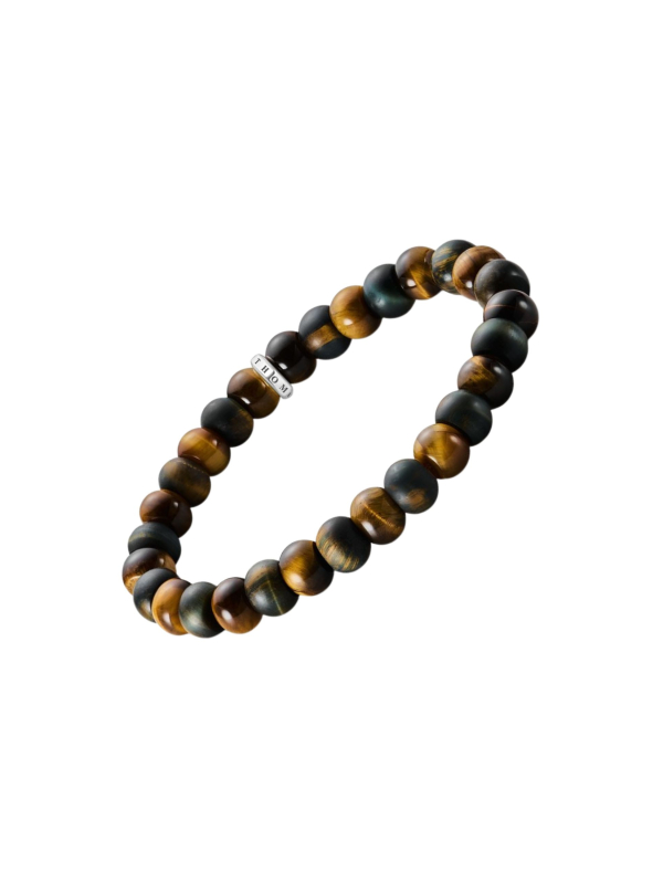 Bracelet avec perles d'Œil de Tigre brun-doré et bleu-doré (9 mm)