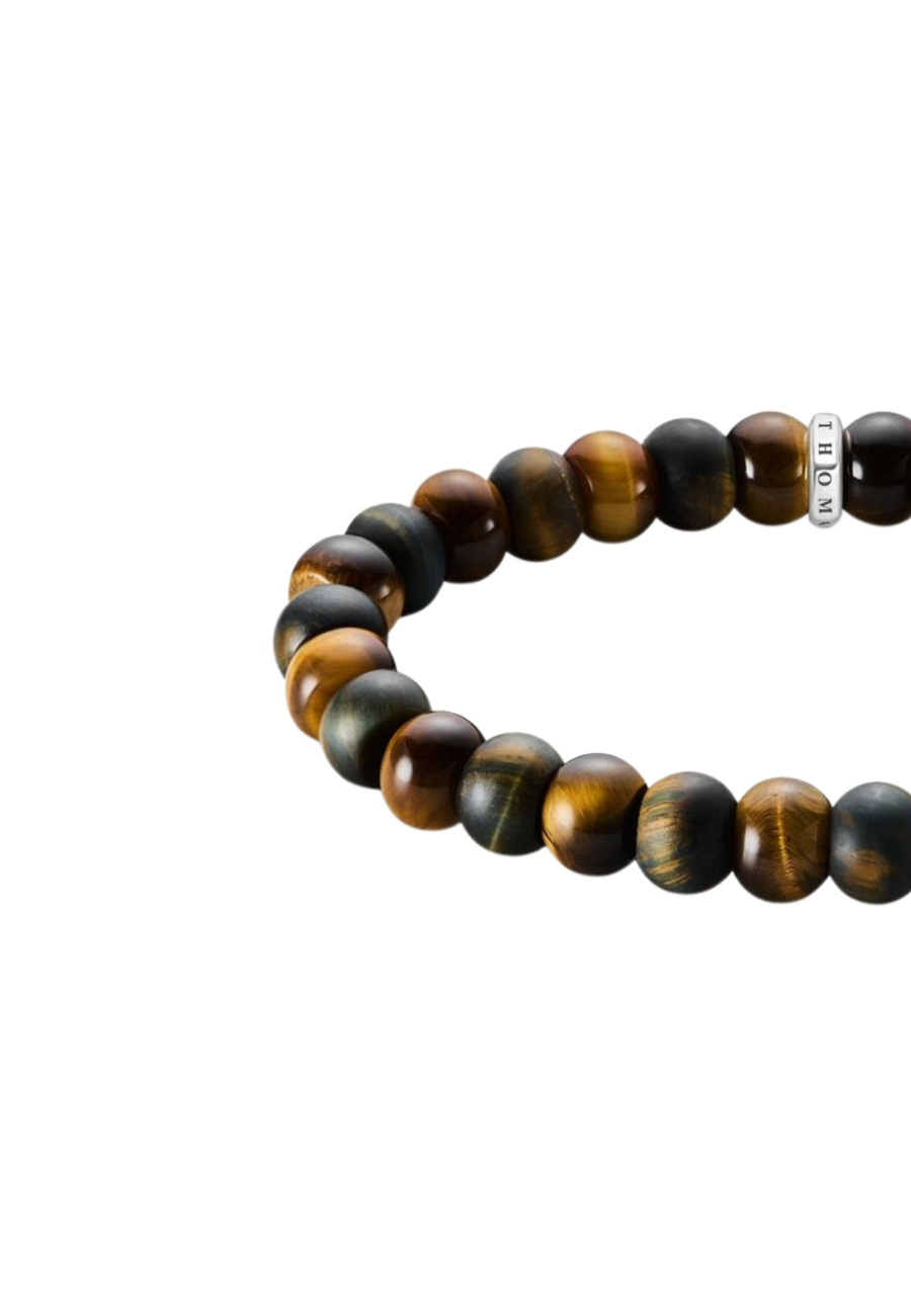 Bracelet avec perles d'Œil de Tigre brun-doré et bleu-doré (9 mm)