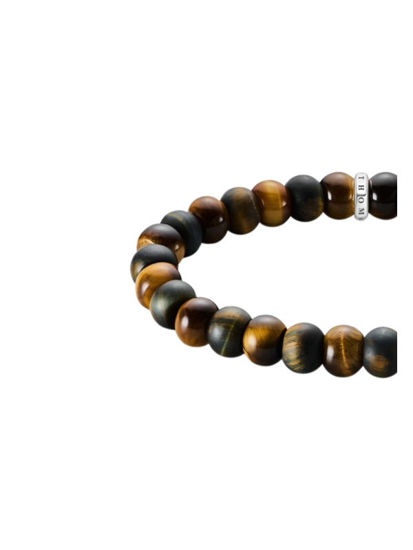 Armband mit goldbraunen und blaugoldenen Tigerauge-Perlen (9 mm)