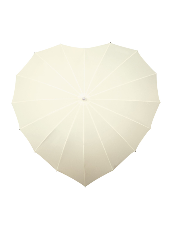 Paraguas - Diseño en forma de corazón - Apertura manual - Resistente al viento - 110 cm - Blanco roto
