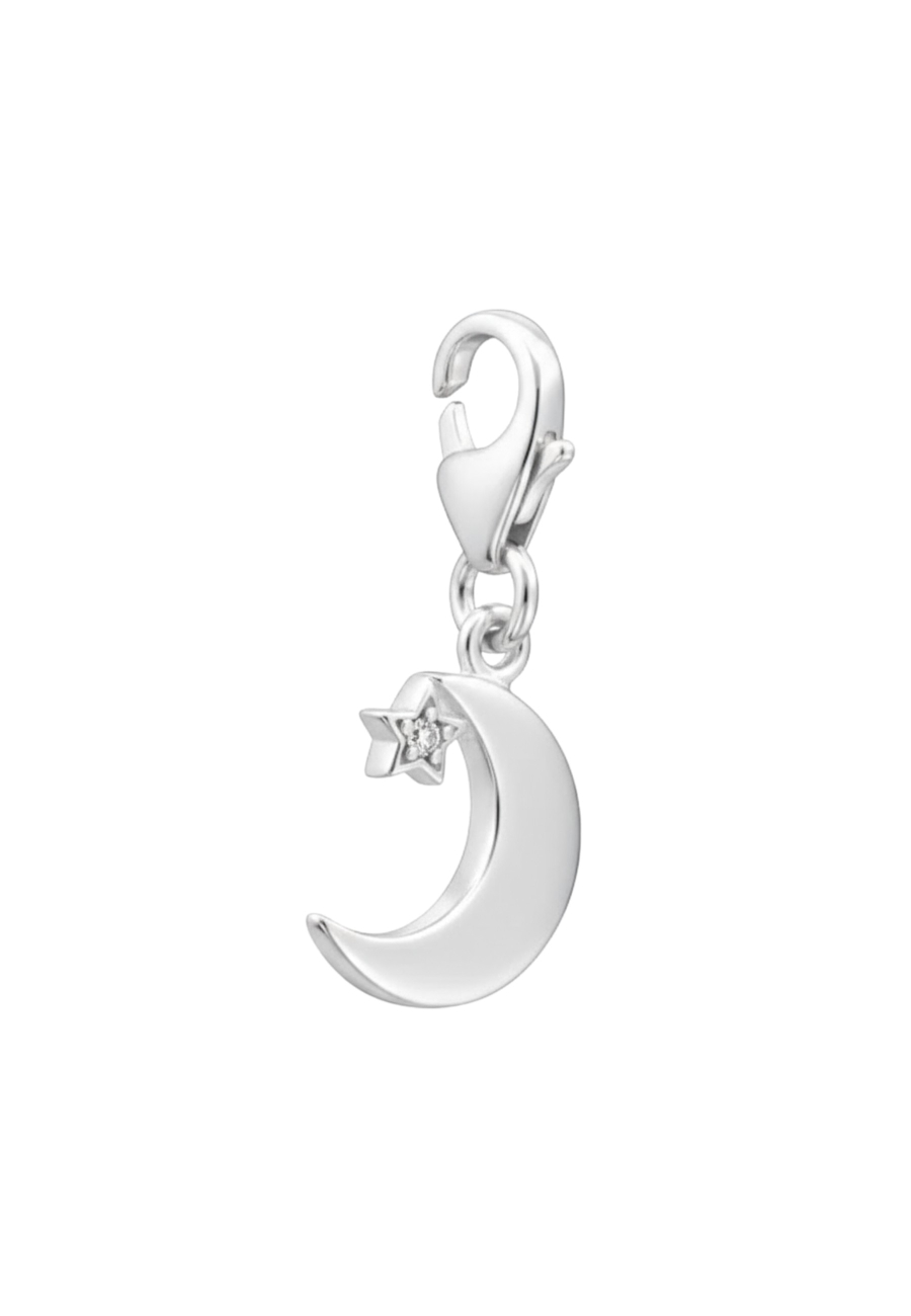 Breloque Clip-on Lune Croissante en Argent avec Zircone Cubique  Export to Sheets