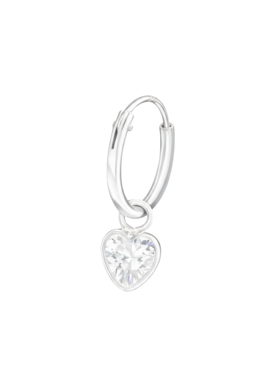 Pendientes de Aro de Plata con Corazón Colgante y Circonita Cúbica