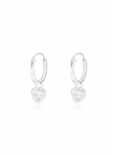 Créoles en Argent avec Cœur Pendant et Zircone Cubique  Export to Sheets