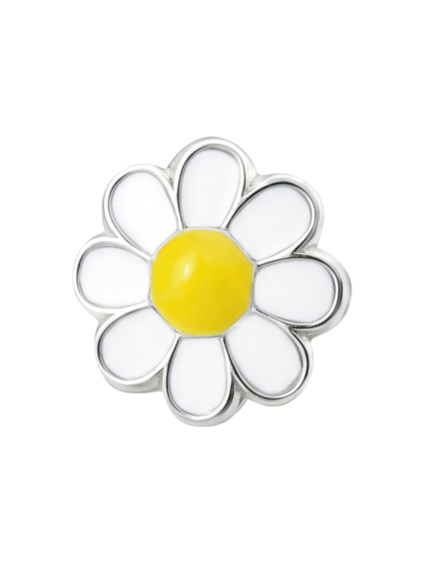 Puces d'Oreilles Fleur en Argent pour Enfants avec Époxy  Export to Sheets