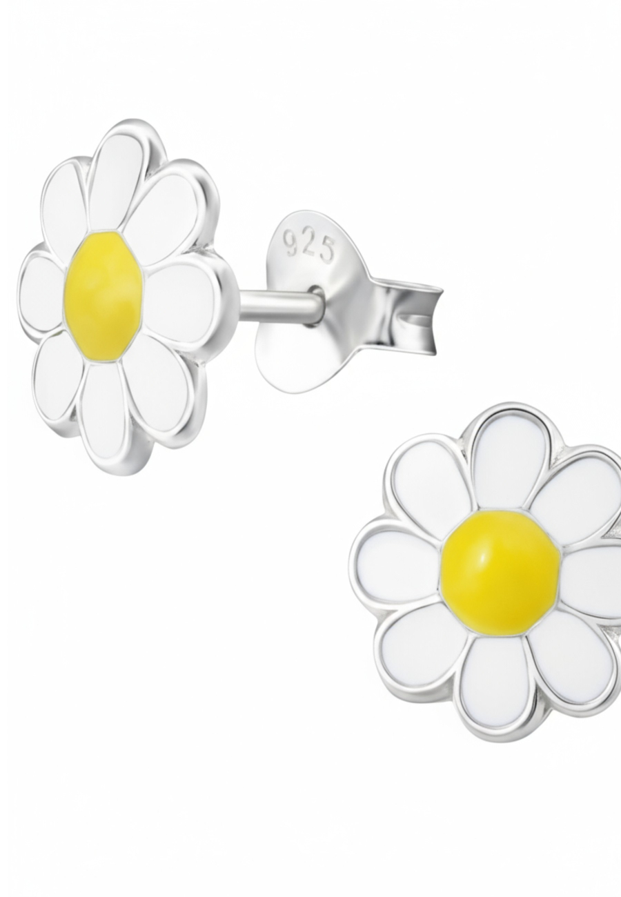 Pendientes de Flor de Plata para Niños con Epoxi