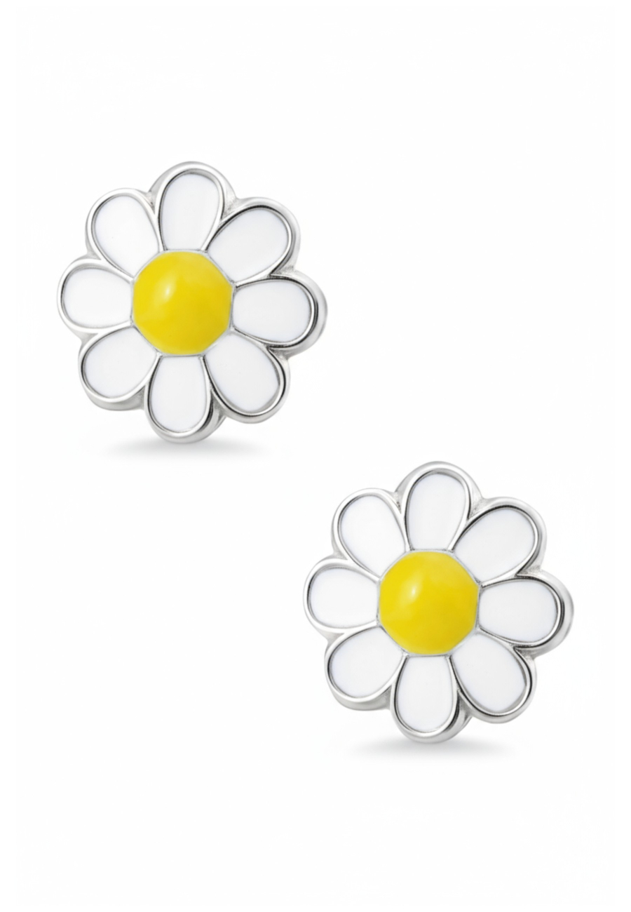 Kinder-Ohrstecker Silber-Blume mit Epoxy