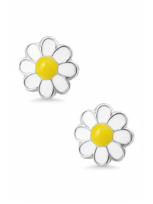 Kinder-Ohrstecker Silber-Blume mit Epoxy