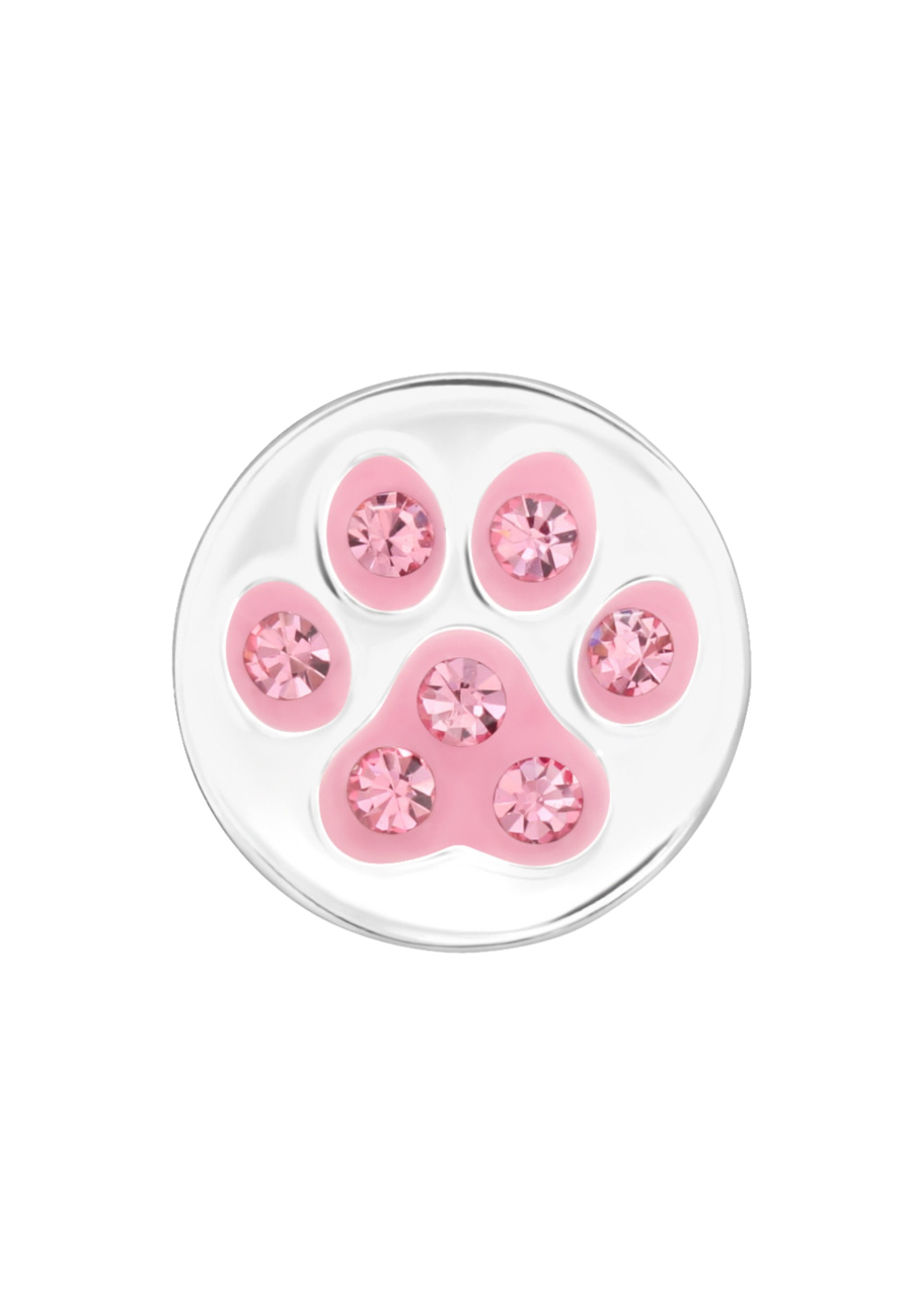 Premium Children's Sterling Silver Paw Print Ear Studs with Crystal and Epoxy