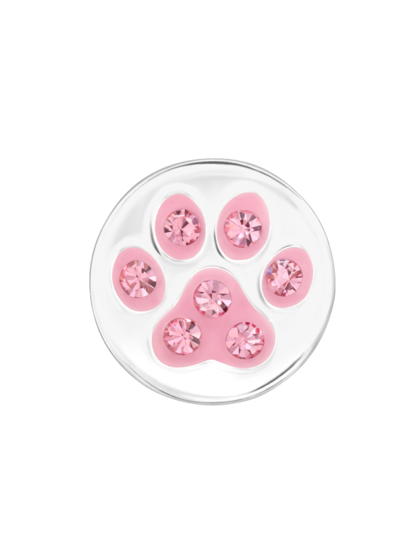 Premium Children's Sterling Silver Paw Print Ear Studs with Crystal and Epoxy