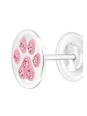 Premium Children's Sterling Silver Paw Print Ear Studs with Crystal and Epoxy
