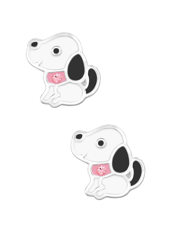 Pendientes de Perro de Plata Esterlina Premium para Niños con Cristal y Epoxi