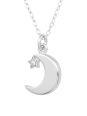 Moon with Star Sterling Silver Necklace with Cubic Zirconia