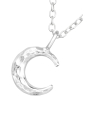 Textured Crescent Moon Sterling Silver Necklace