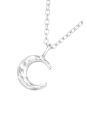 Textured Crescent Moon Sterling Silver Necklace