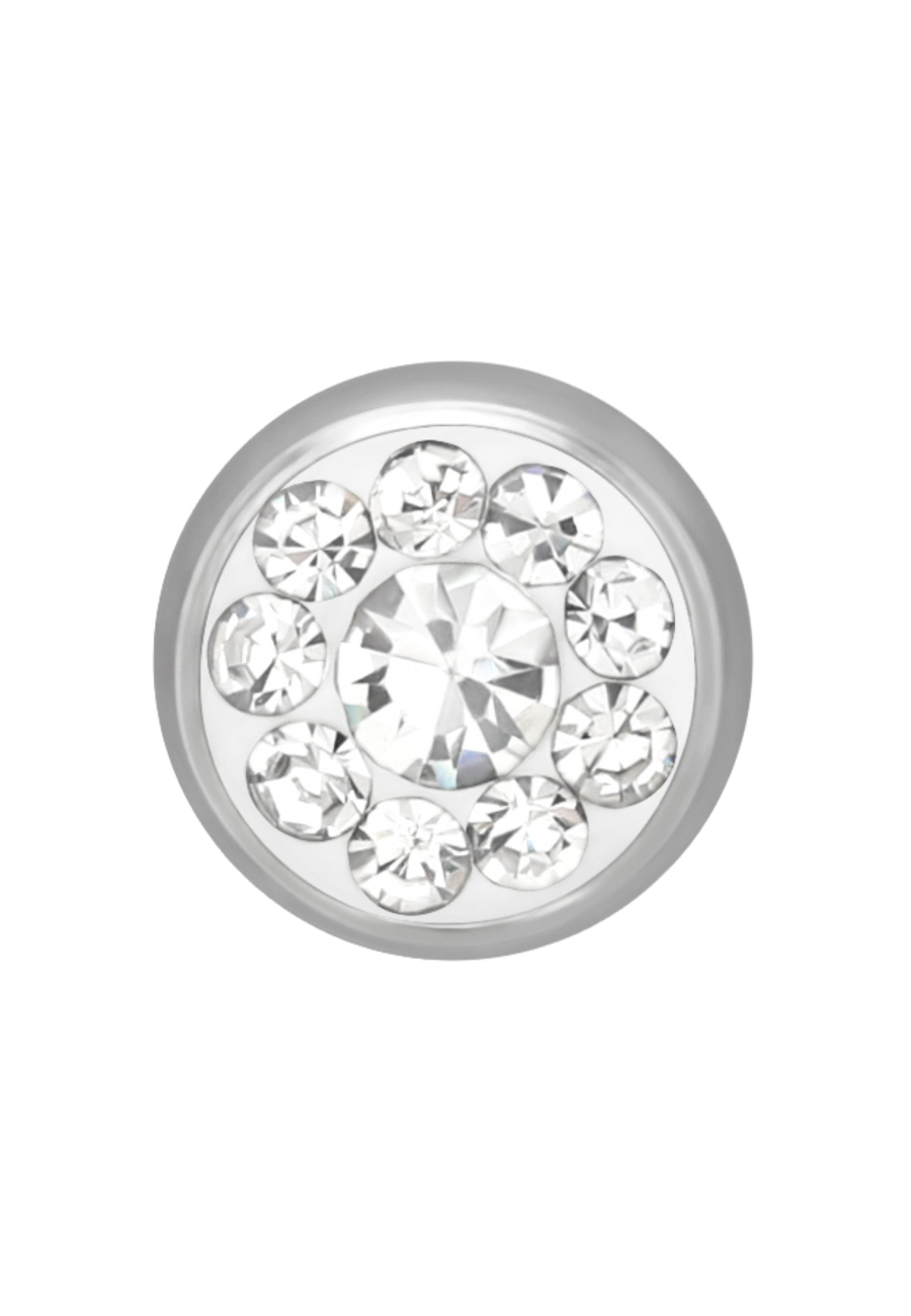 High Polish Surgical Steel Round 5mm Ear Studs with Crystal